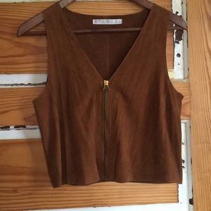 Brown leather vest